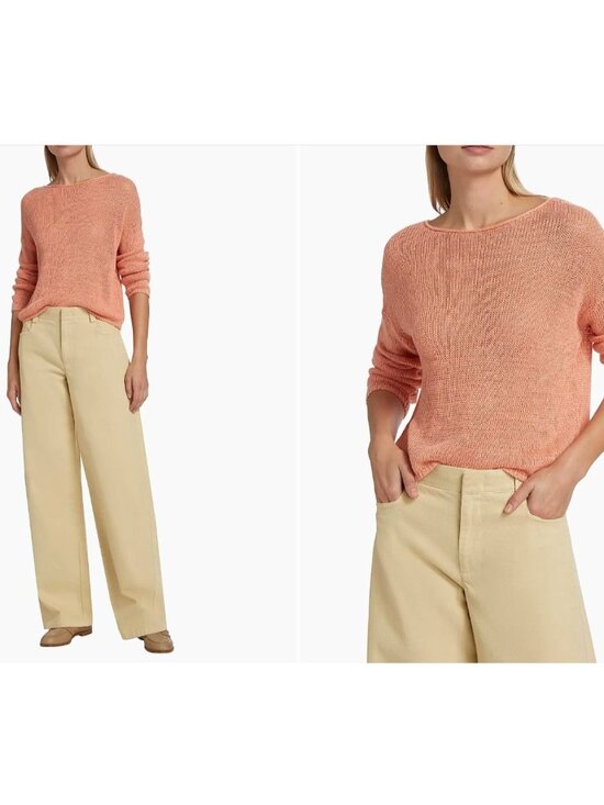 Vince Long-Sleeve Linen Sweater Coral Size XXS - Picture 1 of 5